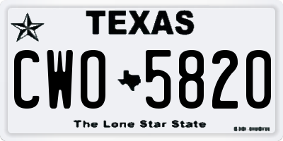 TX license plate CWO5820