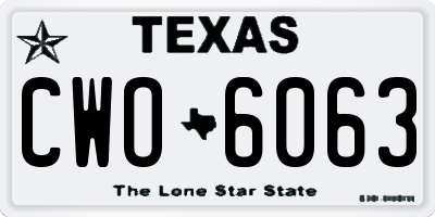 TX license plate CWO6063