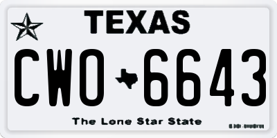 TX license plate CWO6643