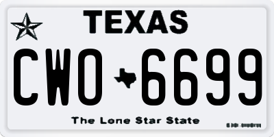 TX license plate CWO6699