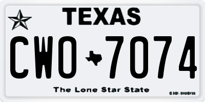TX license plate CWO7074