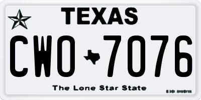 TX license plate CWO7076
