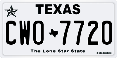 TX license plate CWO7720