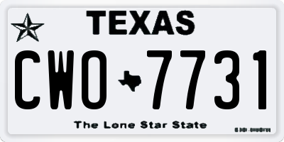 TX license plate CWO7731