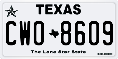 TX license plate CWO8609