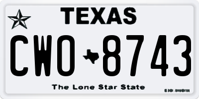 TX license plate CWO8743