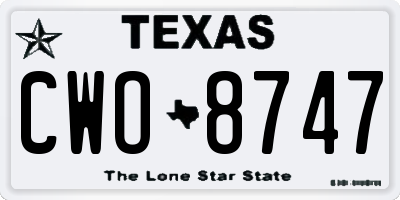 TX license plate CWO8747