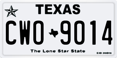TX license plate CWO9014