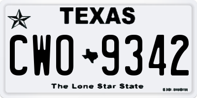 TX license plate CWO9342