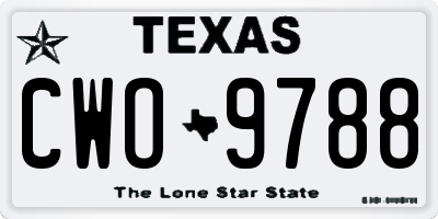 TX license plate CWO9788
