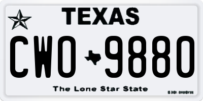 TX license plate CWO9880