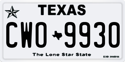 TX license plate CWO9930