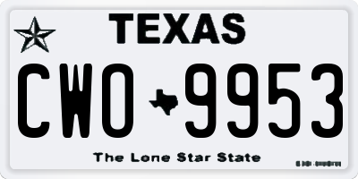 TX license plate CWO9953