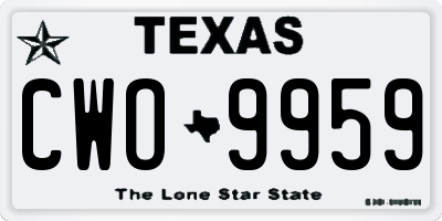 TX license plate CWO9959