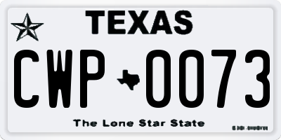 TX license plate CWP0073
