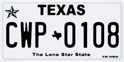 TX license plate CWP0108