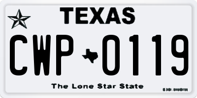 TX license plate CWP0119