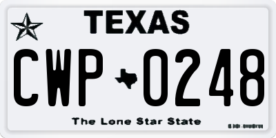 TX license plate CWP0248