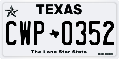 TX license plate CWP0352