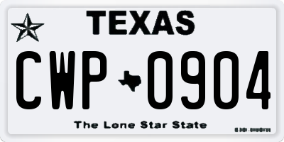 TX license plate CWP0904