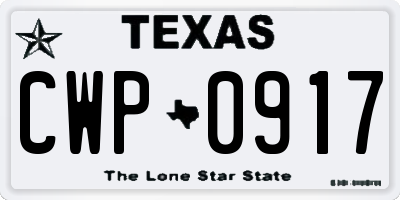 TX license plate CWP0917