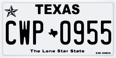 TX license plate CWP0955