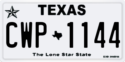 TX license plate CWP1144