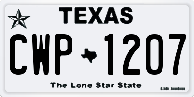 TX license plate CWP1207