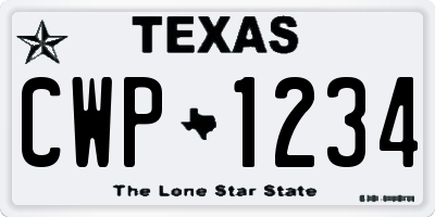 TX license plate CWP1234