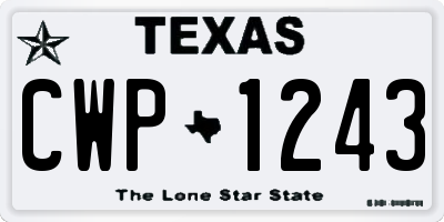 TX license plate CWP1243