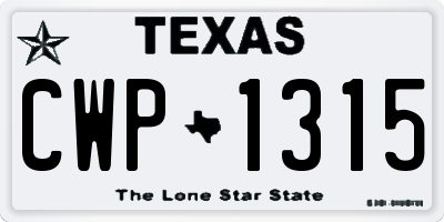 TX license plate CWP1315