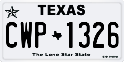 TX license plate CWP1326