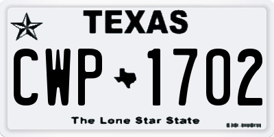 TX license plate CWP1702