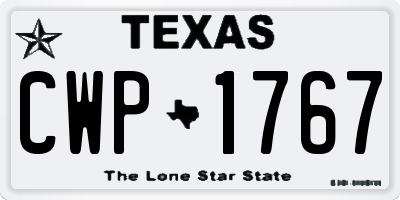 TX license plate CWP1767