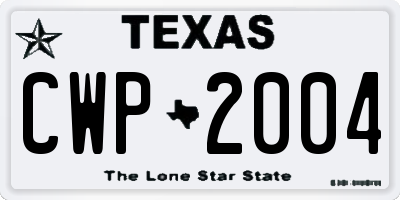 TX license plate CWP2004