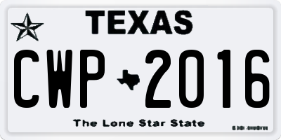 TX license plate CWP2016
