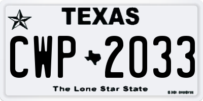 TX license plate CWP2033