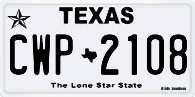TX license plate CWP2108