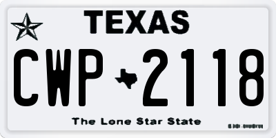 TX license plate CWP2118