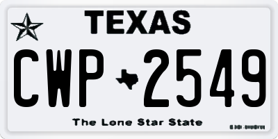 TX license plate CWP2549