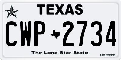 TX license plate CWP2734