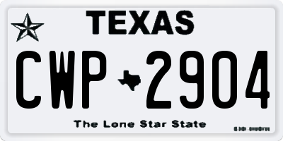 TX license plate CWP2904