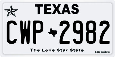 TX license plate CWP2982