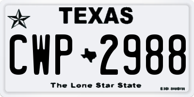 TX license plate CWP2988