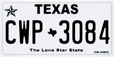 TX license plate CWP3084