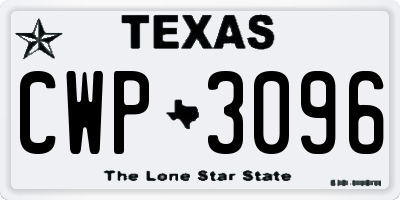 TX license plate CWP3096