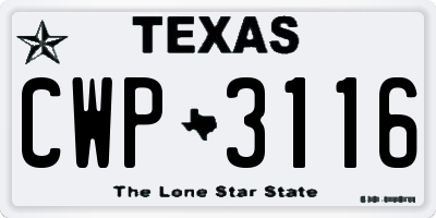 TX license plate CWP3116