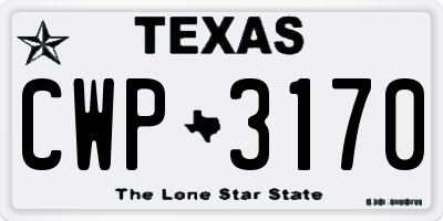 TX license plate CWP3170