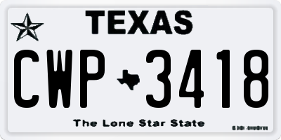 TX license plate CWP3418