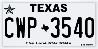TX license plate CWP3540